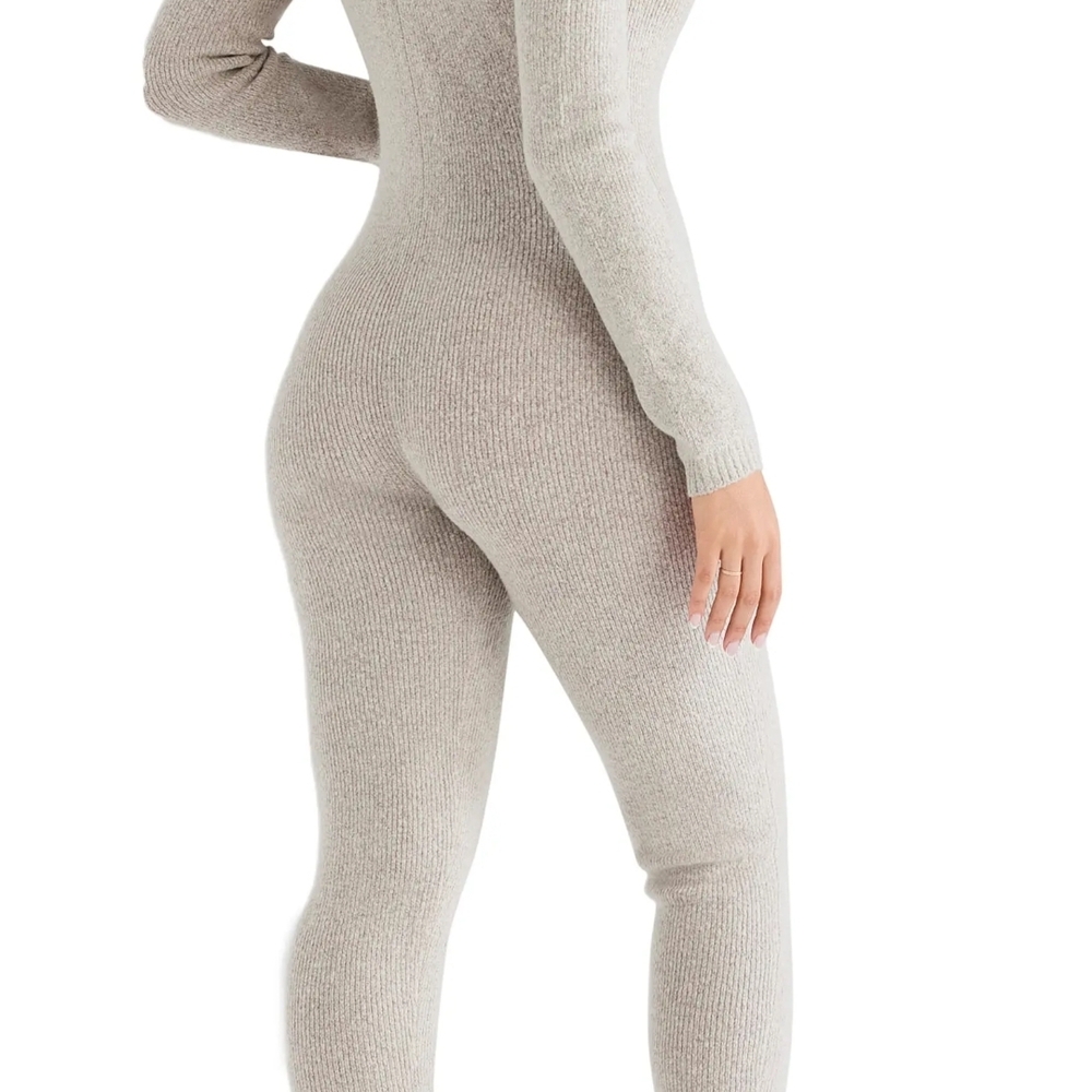 House Of CB Cozy Cream Knit Jumpsuit - Picture 3 of 7